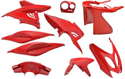 Plaatset 9-delig Edge voor Yamaha Aerox tot bouwjaar 2014 - ferrari rood