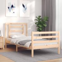 Bedframe met hoofdbord massief hout 90x200 cm - thumbnail