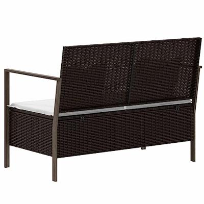 Tuinbank 2-zits met kussens poly rattan bruin Tuinbank 2-zits met kussens poly rattan bruin