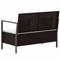 Tuinbank 2-zits met kussens poly rattan bruin - thumbnail