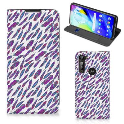Motorola Moto G8 Power | Hoesje met Magneet | Feathers Color Motorola Moto G8 Power | Hoesje met Magneet | Feathers Color