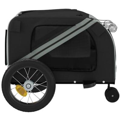 Hondenfietstrailer oxford stof en ijzer grijs en zwart - thumbnail
