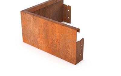 Afboording Cortenedge Cortenstaal binnenhoek met rand 30x30cm 29cm hoog Geroba - Geroba