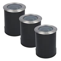Set van 3 Lilly LED Grondspots - Dimbaar - Kantelbaar - GU10 fitting - Rond - IK10 - Tuinspot - Oprit - RVS - IP67 waterdicht - thumbnail