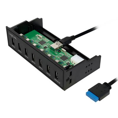 LogiLink USB HUB 3.0, 7-Port, 5,25\ intern + snellader poort LogiLink USB HUB 3.0, 7-Port, 5,25\ intern + snellader poort