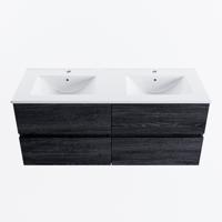 MONDIAZ VICA 120cm badmeubel onderkast Antracite 4 lades. Wastafel DENIA dubbel 2 kraangaten, kleur Glanzend Wit. - thumbnail