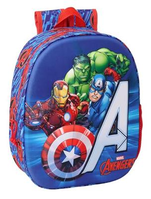 Kinderrugzak The Avengers Rood Donkerblauw 27 x 33 x 10 cm 3D - thumbnail