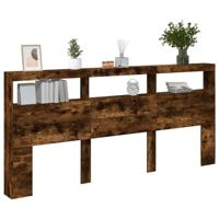 Hoofdbordkast met LED-verlichting 220x17x102 cm gerookt eiken - thumbnail