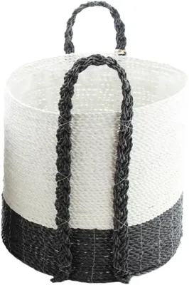 Van der Leeden - Mand Sulawesi - Ø39 x H34 cm - Zwart/Wit