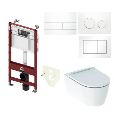 Geberit TECE Profile Inbouwreservoir Toiletset ONE Rimless Diepspoel Turboflush Wit met drukplaat