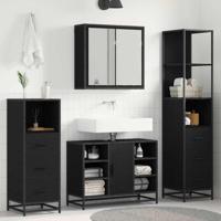 Badkamermeubelset met lade 3 pcs Zwart eiken 80 x 33 x 60 cm - thumbnail