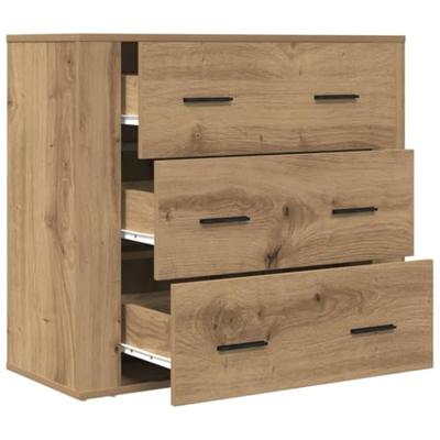 Dressoir 80x33x70 cm bewerkt hout artisanaal eikenkleurig