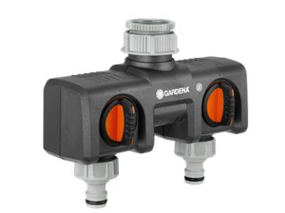 GARDENA 8193-20 2-Wege-Verteiler f. Wasserhahn 8193-20 Kunststof 2-voudige splitser Steekkoppeling, 30,3 mm (1) binnendraad, 24,2 mm (3/4) binnendraad Met