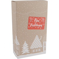 Wijnflesdoos 2 flessen 190x95x330mm HUISJES 10 stuks - thumbnail