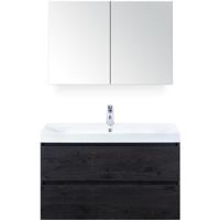 Maxx XL Badmeubelset 100 cm - Black Oak - Wastafel Just 1 Kraangat met Spiegelkast - thumbnail
