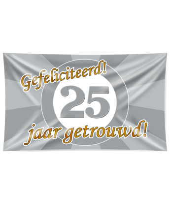 Gevelvlag 25 Jaar Getrouwd Zilver (150x90cm)