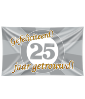 Gevelvlag 25 Jaar Getrouwd Zilver (150x90cm) - thumbnail