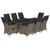 9-delige Tuinset met kussens poly rattan grijs - thumbnail