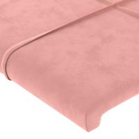 Hoofdbord met randen 83x23x118/128 cm fluweel roze - thumbnail