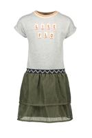 Like Flo Meisjes jurk met fancy rok mesh - Army - thumbnail