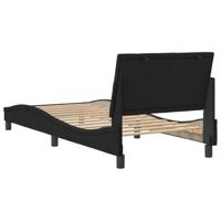 Bedframe met hoofdeinde fluweel zwart 80x200 cm - thumbnail