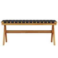 Tuinbank massief acaciahout en stof zwart - thumbnail