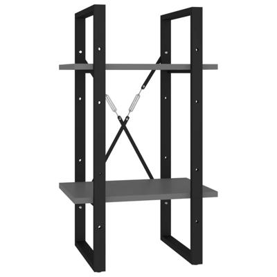 Boekenkast met 2 schappen 40x30x70 cm spaanplaat grijs