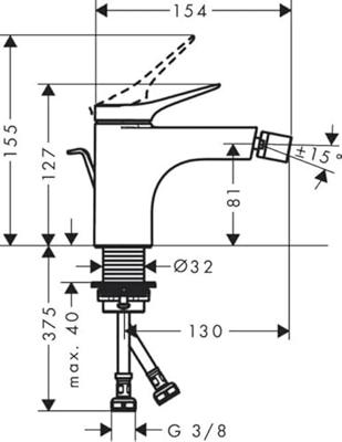 Bidetmengkraan Hansgrohe Vivenis met Trekwaste Chroom