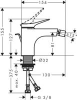 Bidetmengkraan Hansgrohe Vivenis met Trekwaste Chroom - thumbnail
