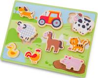 New Classic Toys vormenpuzzel Chunky Farm junior hout 9 stukjes - thumbnail