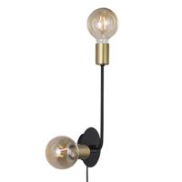 Wandlamp zwart goud Nordlux &apos;Josefine&apos; met stekker wandlamp 2xE27 - thumbnail