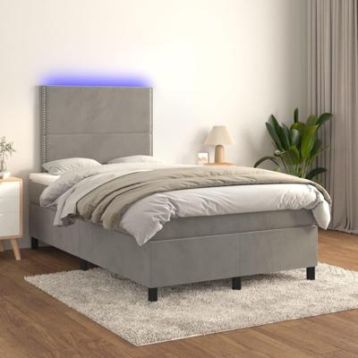 Boxspring met matras en LED fluweel lichtgrijs 120x200 cm