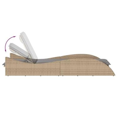 Ligbed met kussen 60x205x73 cm poly rattan beige - thumbnail