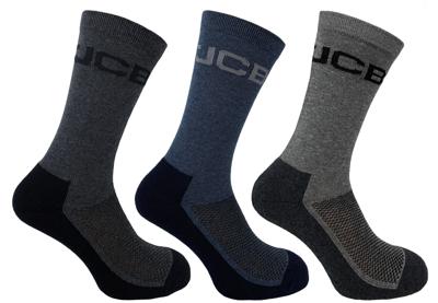 JCB Everyday Werksokken | Maat 44-47 | Zwart/Blauw/Grijs | 3 paar - JCBX138B
