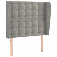 Hoofdbord met randen 103x23x118/128 cm fluweel lichtgrijs - thumbnail