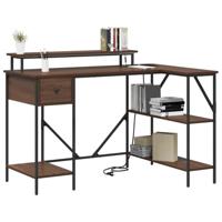 Bureau bruin eikenkleur 120 x 79 x 86.5 cm Bewerkt hout - thumbnail