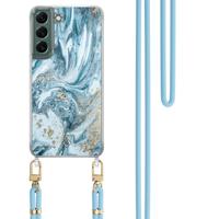 Samsung Galaxy S22 Plus hoesje met blauw koord - Marble sea - thumbnail