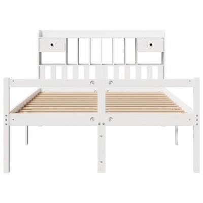Bed met boekenkast zonder matras grenenhout wit 150x200 cm