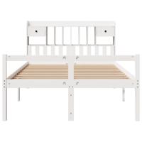 Bed met boekenkast zonder matras grenenhout wit 150x200 cm - thumbnail
