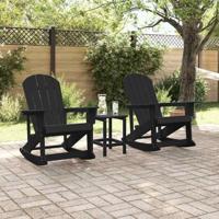 Tuin loungeset 3 pcs Zwart HDPE - thumbnail