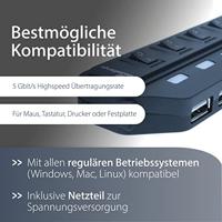 MediaRange MRCS505 USB 3.2 Gen 1-hub 4 poorten Zwart - thumbnail