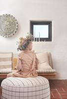 OYOY Grid Poef/voetenbank Cylinder - thumbnail