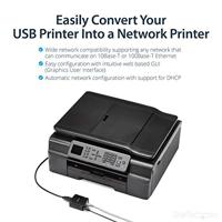 StarTech.com 10/100 Mbit/s Ethernet naar USB 2.0 netwerk printserver - Windows 10 - LPR - LAN USB printserver adapter (PM1115U2) - thumbnail