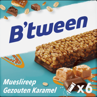 B&apos;tween Mueslireep Gezouten Karamel 6 x 23g bij Jumbo - thumbnail