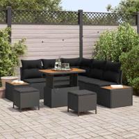 Tuinbankenset 8 pcs Zwart poly rattan - thumbnail