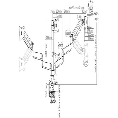 SpeaKa Professional SP-MM-940 3-voudig Monitorbeugel 33,0 cm (13) - 81,3 cm (32) Gasdruktechniek, Geïntegreerde USB- en audio-aansluitingen, Kantelbaar, SpeaKa Professional SP-MM-940 3-voudig Monitorbeugel 33,0 cm (13) - 81,3 cm (32) Gasdruktechniek, Geïntegreerde USB- en audio-aansluitingen, Kantelbaar,