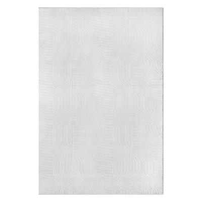 Karpet24 Stilo modern pluizig laagpolig tapijt, antislip onderkant, heerlijk zacht, 3d look, Gebroken wit-120 x 160 cm