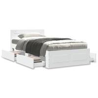 Bedframe met hoofdeinde zonder matras 90x200 cm wit - thumbnail