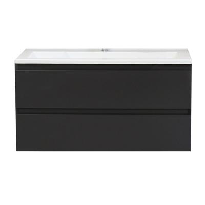 Badkamermeubel Boss & Wessing Pepper Acryl Wastafel Met Kraangat 100x55x46 cm Antraciet Boss & Wessing