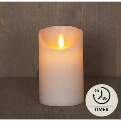 LED Rustiek stompkaars ivoor 7,5x12,5cm